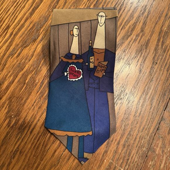 The Beatles "When I'm 64" Tie Birthday Necktie Collectible VTG '91 Silk Folk Art - Picture 1 of 13
